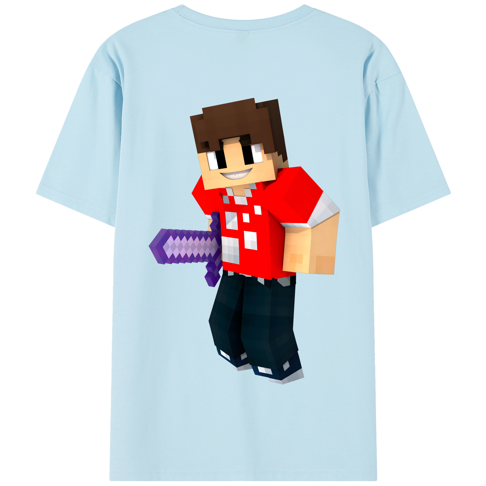 （画像用） マインクラフト ブロックの世界 Minecraft MC Block world 綿100％半袖Tシャツ（背面プリント）